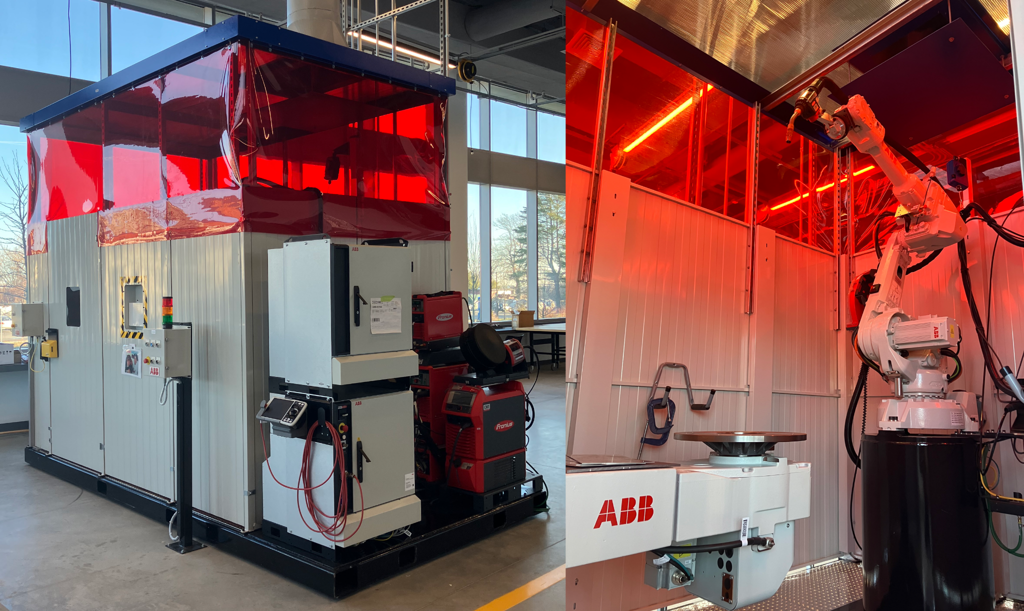 WAAM cell and robot setup used for powder feeder integration